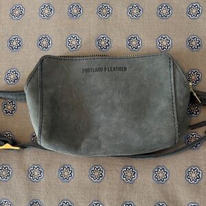 Portland Leather gray blue crossbody convertible bag